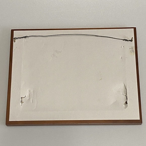 Boho MCM Vintage Style Embroidered Framed Picture Garden Theme 9"X7" PREOWNED - Picture 2 of 2